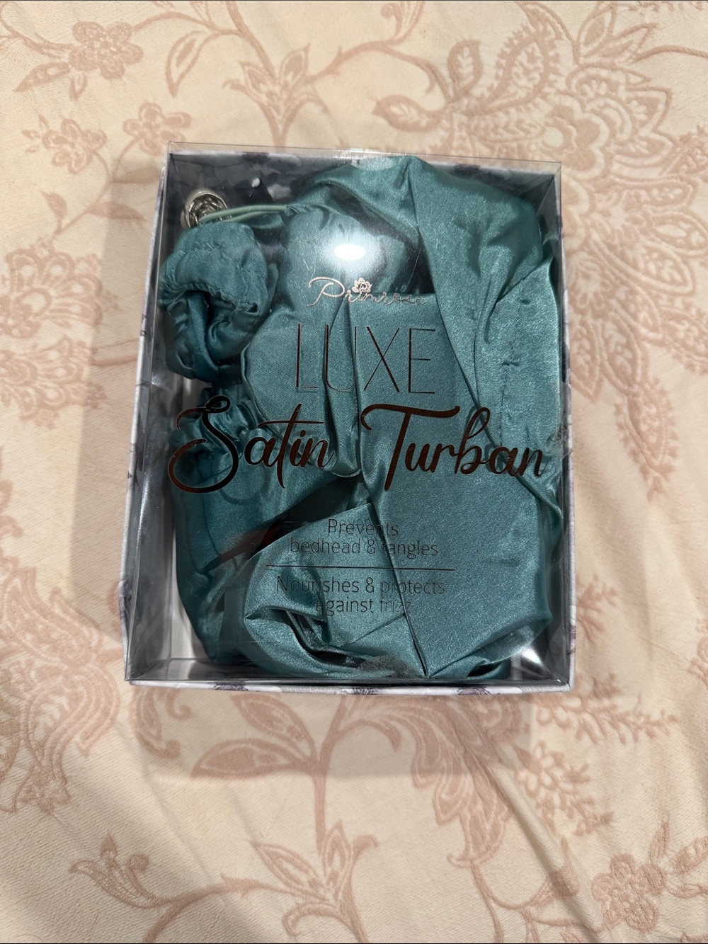 Luxe Satin Turban & Scrunchie Set — Teal Satin Hair Wrap